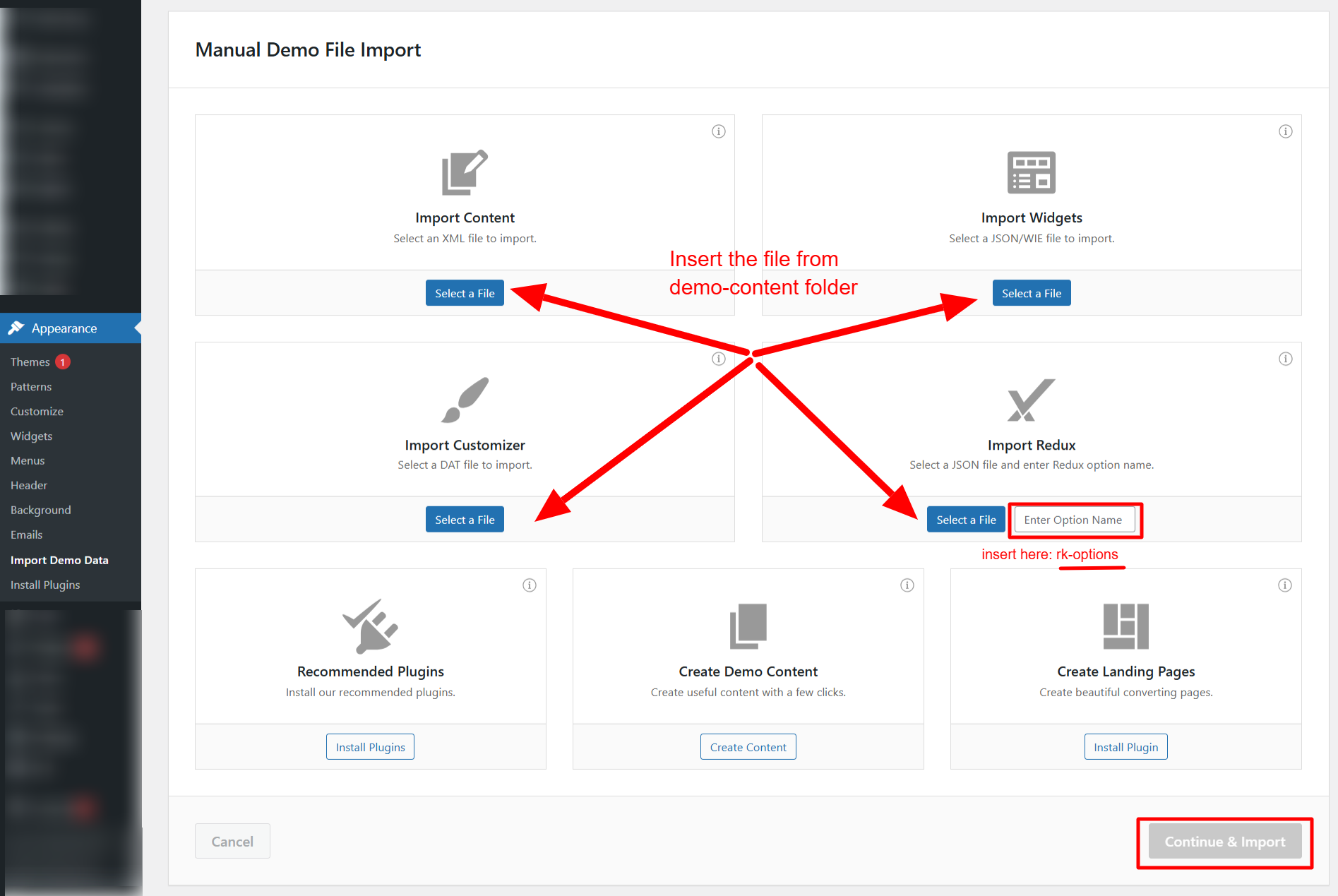 Demo import screen 3